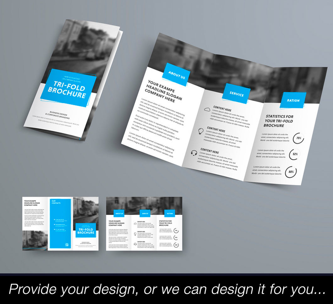 Tri-Fold Brochures - 100lbs stock (paper thin)